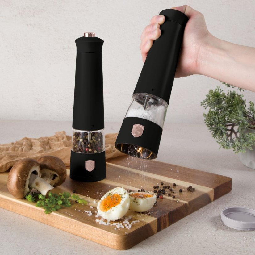 Elektrický mlýnek na sůl a pepř 2 dílná sada Berlingerhaus Black Rose Collection BH-9499