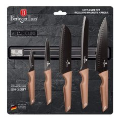 Sada kuchynských nožov s magnetickou lištou 6 dielna Berlingerhaus Metallic Line Rose Gold BH-2697