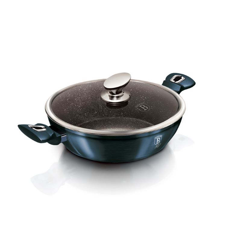 Plytký kastról 2,3 L s mramorovým povrchom 24 cm Berlingerhaus Metallic Line Aquamarine BH-6165