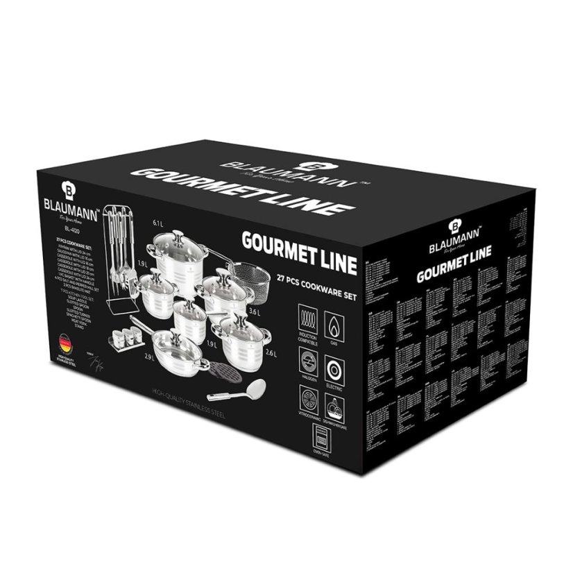 Sada nerezových hrncov 27 dielna Blaumann Gourmet Line BL-4120