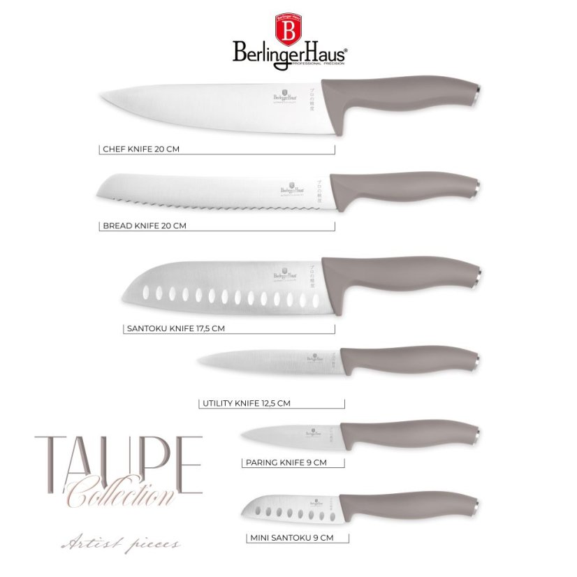 Sada kuchyňských nožů 6 dílná Berlingerhaus Taupe Collection BH-2953