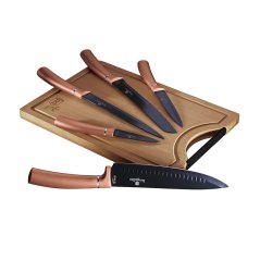 Sada kuchynských nožov s doskou na krájanie 6 dielna Berlingerhaus Metallic Line Rose Gold BH-2575