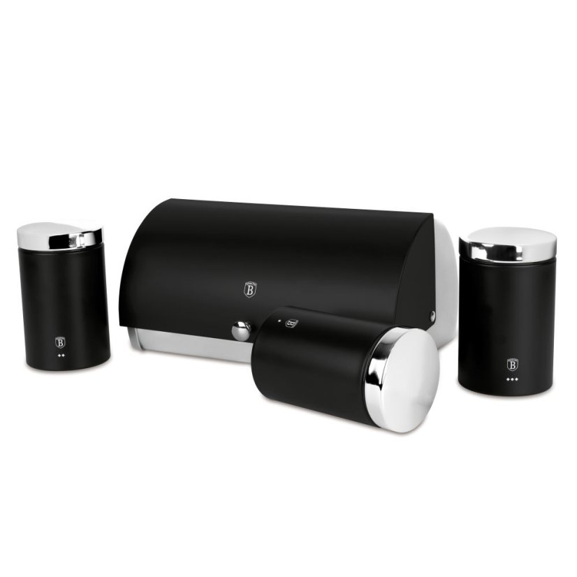 Chlebník s 3 dielnou sadou dóz na potraviny Berlingerhaus Matte Black Collection BH-6733