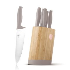 6 pcs knife set with bamboo stand Berlingerhaus Taupe Collection BH-2756