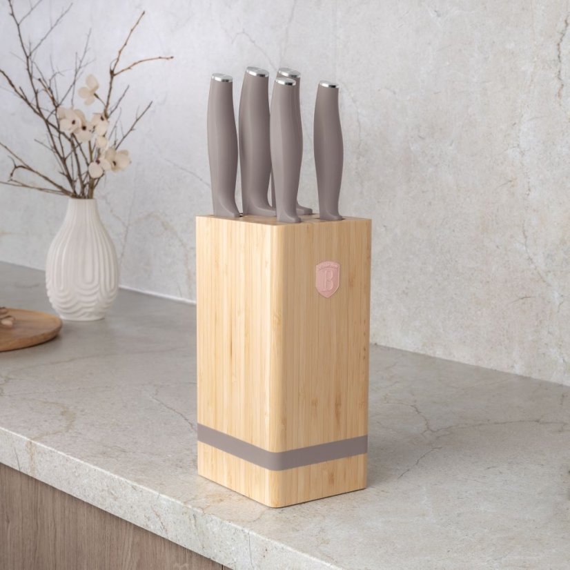 Sada kuchyňských nožů s bambusovým stojanem 6 dílná Berlingerhaus Taupe Collection BH-2974