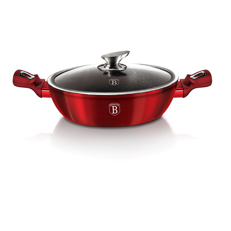 Plytký kastról 4,9 L s mramorovým povrchom 32 cm Berlingerhaus Metallic Line Burgundy BH-1264N