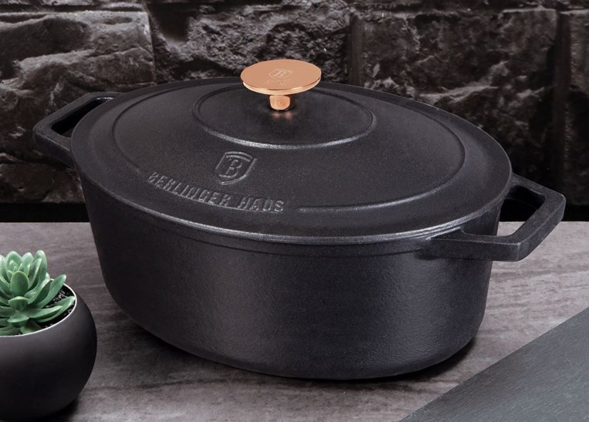 Ťažký liatinový oválny hrniec s vekom 5,56 L Berlingerhaus Strong Mold Seria BH-6518