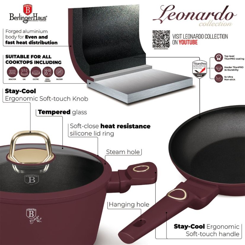 Panvica na palacinky s titanovým povrchom 25 cm Berlingerhaus Leonardo Collection BH-8025