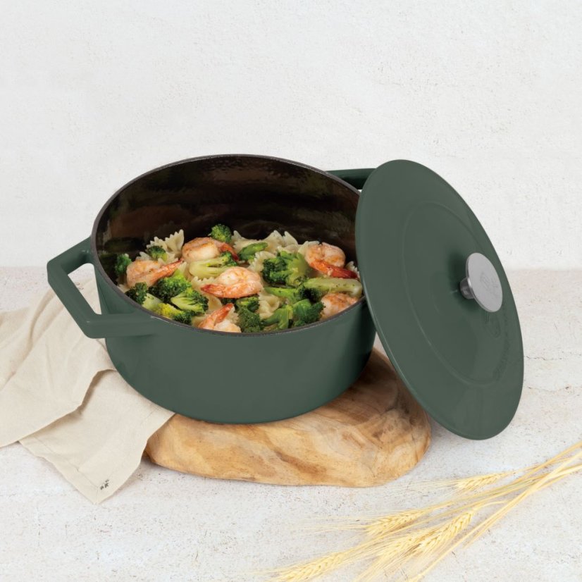 Ťažký liatinový hrniec s vekom Ø 24 cm 4,35 L Berlingerhaus Matte Green Collection BH-6544