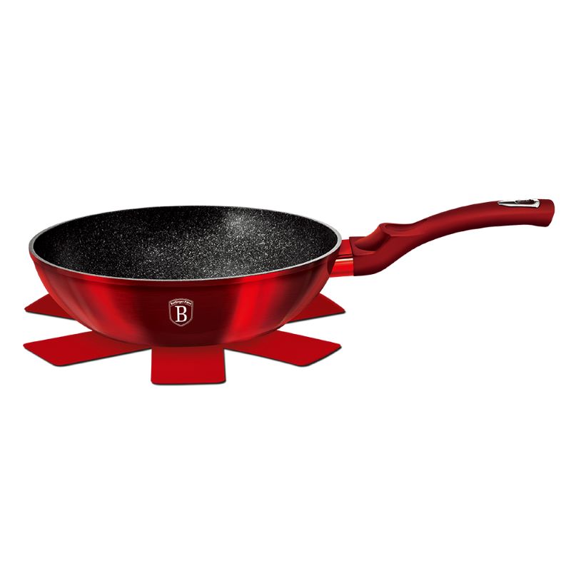 Panvica wok s mramorovým povrchom 30 cm Berlingerhaus Metallic Line Burgundy BH-6166