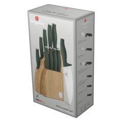 Sada kuchynských nožov s bambusovým stojanom 10 dielna Berlingerhaus Matte Green Collection BH-3123