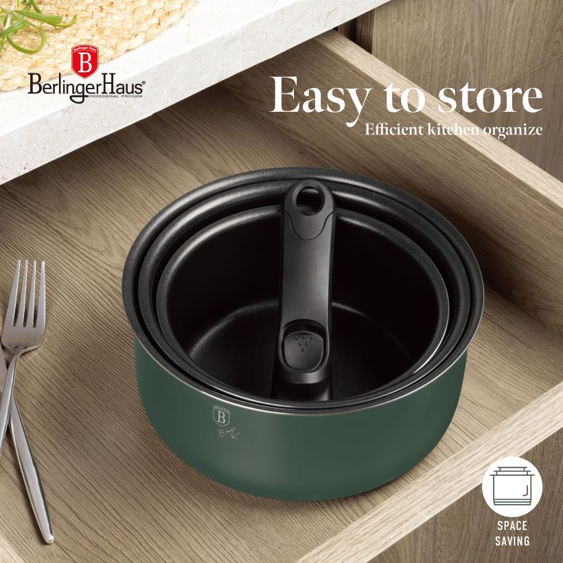 13 pcs cookware set Berlingerhaus Matte Green Collection BH-8423