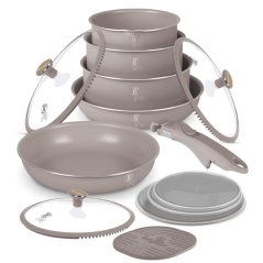 Sada varných a zapekacích mís s odnímateľnou rukoväťou 13 dielna vhodná do rúry do 220°C Berlingerhaus Taupe Nordic Collection BH-8422
