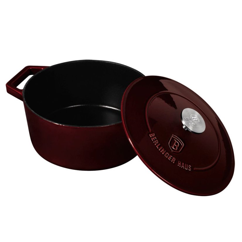 Ťažký liatinový hrniec s vekom Ø 24 cm 4,35 L Berlingerhaus Burgundy Collection BH-6497