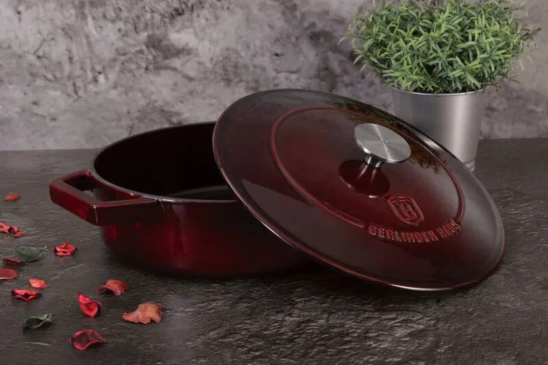 Ťažký liatinový hrniec s vekom Ø 26 cm 2,57 L Berlingerhaus Burgundy Collection BH-6498