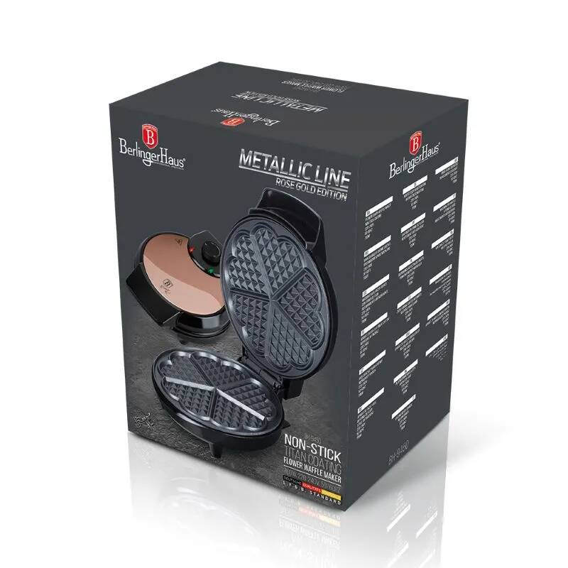 Vaflovač tvar kvetu Berlingerhaus Metallic Line Rose Gold BH-9450
