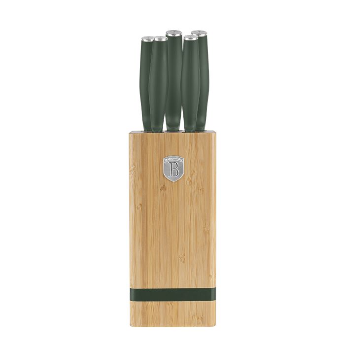 Sada kuchynských nožov s bambusovým stojanom 6 dielna Berlingerhaus Matte Green Collection BH-2751