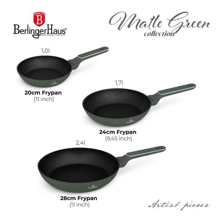 Sada 3 pánví Berlingerhaus Matte Green Collection BH-8206