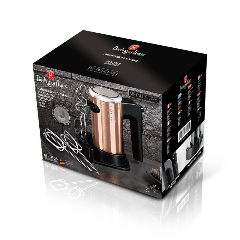 Ručný šľahač so stojanom Berlingerhaus Metallic Line Rose Gold BH-9366