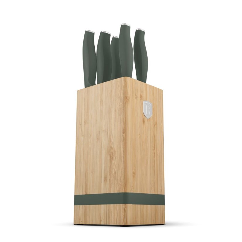 Sada kuchynských nožov s bambusovým stojanom 6 dielna Berlingerhaus Matte Green Collection BH-2751