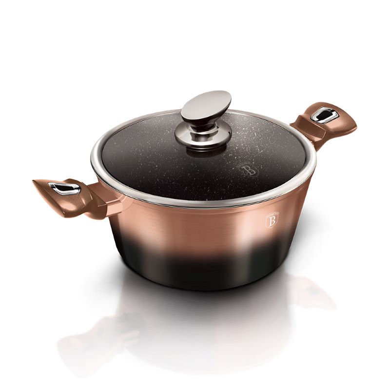 Kastról 6,1 L s mramorovým povrchom 28 cm Berlingerhaus Metallic Line Rose Gold Noir BH-6109