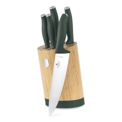 Sada kuchynských nožov s bambusovým stojanom 6 dielna Berlingerhaus Matte Green Collection BH-2757