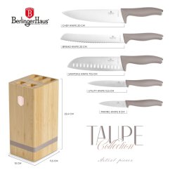 Sada kuchyňských nožů s bambusovým stojanem 6 dílná Berlingerhaus Taupe Collection BH-2974