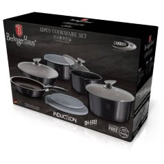 Sada varných a zapekacích mís s odnímateľnou rukoväťou 12 dielna vhodná do rúry do 220°C Berlingerhaus Metallic Line Carbon Pro Edition BH-6910