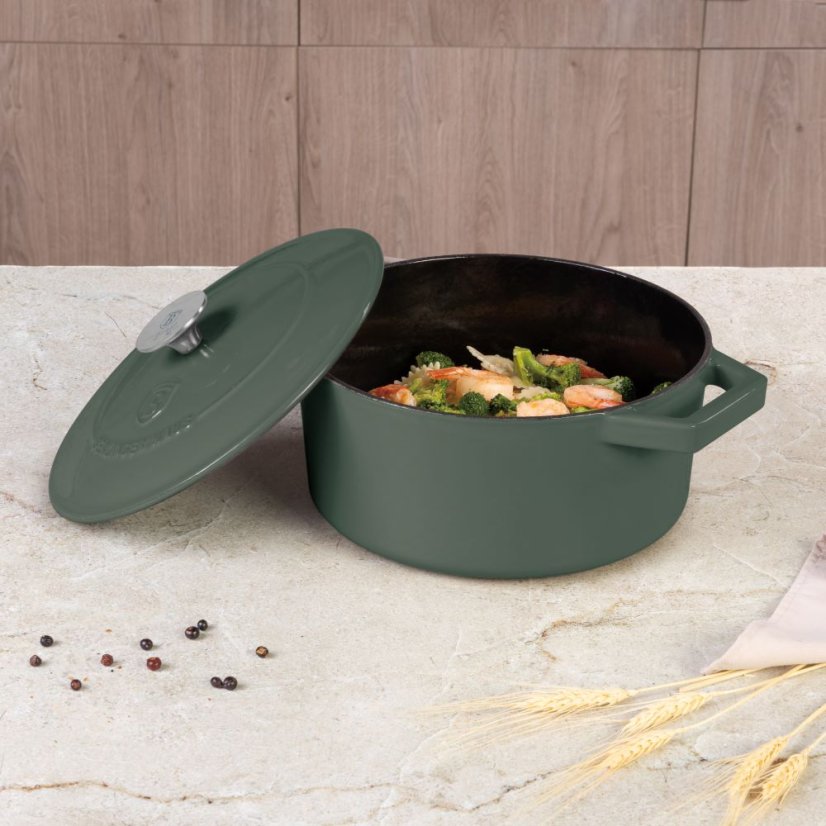 Ťažký liatinový hrniec s vekom Ø 24 cm 4,35 L Berlingerhaus Matte Green Collection BH-6544