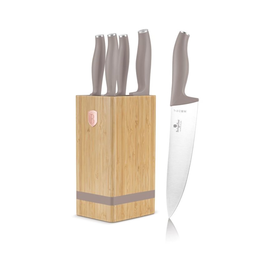 Sada kuchyňských nožů s bambusovým stojanem 6 dílná Berlingerhaus Taupe Collection BH-2974