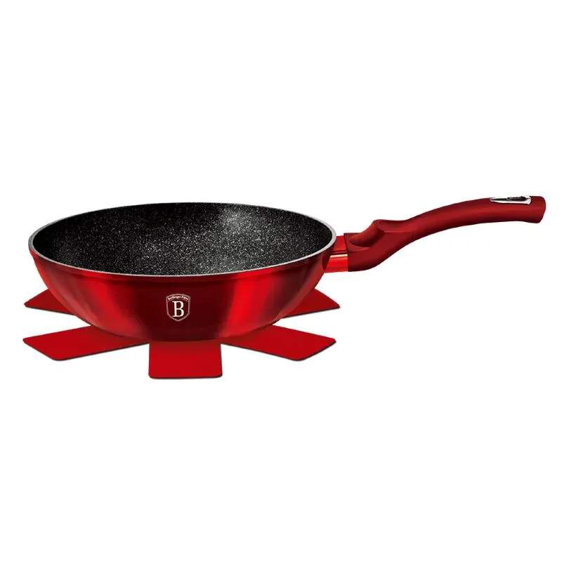 Panvica wok s mramorovým povrchom 28 cm Berlingerhaus Metallic Line Burgundy BH-1267N