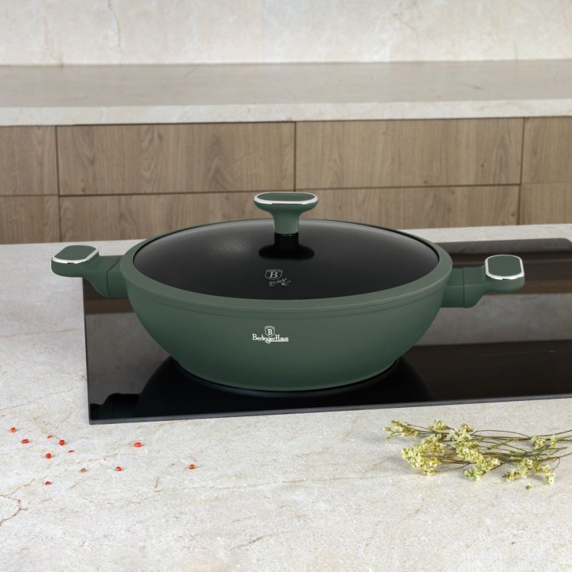 Wok s pokrievkou 30 cm Berlingerhaus Matte Green Collection BH-8160