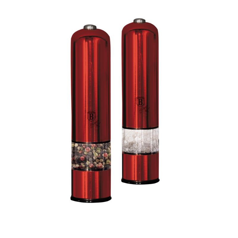Elektrický mlynček na soľ a korenie 2 dielna sada Berlingerhaus Metallic Line Burgundy BH-7217