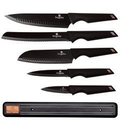 Sada kuchynských nožov s magnetickou lištou 6 dielna Berlingerhaus Black Rose Collection BH-2698