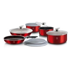 Sada varných a zapekacích mís s odnímateľnou rukoväťou 12 dielna vhodná do rúry do 220°C Berlingerhaus Metallic Line Burgundy BH-1674