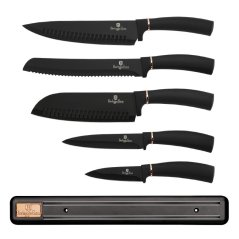Sada kuchynských nožov s magnetickou lištou 6 dielna Berlingerhaus Black Rose Collection BH-2535A