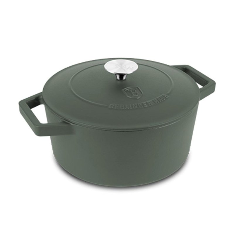 Ťažký liatinový hrniec s vekom Ø 24 cm 4,35 L Berlingerhaus Matte Green Collection BH-6544