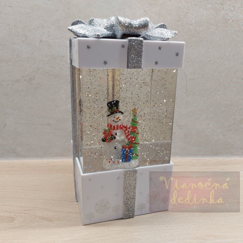 Vianočný darček Svietnik so snežením a zvonkohrou na baterky aj USB - Snehuliak