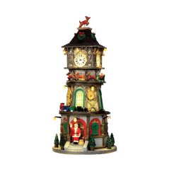 Hrací a svietiaci domček Lemax 45735 Vianočná veža s hodinami