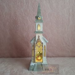 Vianočný kostolík so snežením a zvonkohrou – Betlehem