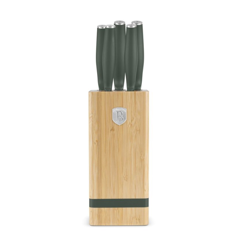 Sada kuchynských nožov s bambusovým stojanom 6 dielna Berlingerhaus Matte Green Collection BH-2751