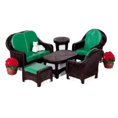 Table Accents Lemax 64077 Wicker Lawn Set, Set Of 8