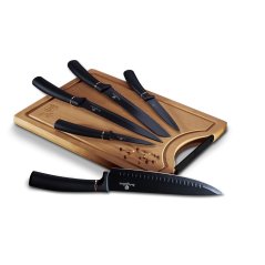 Sada kuchynských nožov s doskou na krájanie 6 dielna Berlingerhaus Black Rose Collection BH-2550