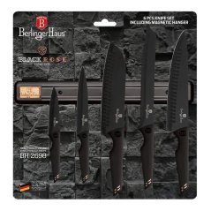 Sada kuchynských nožov s magnetickou lištou 6 dielna Berlingerhaus Black Rose Collection BH-2698