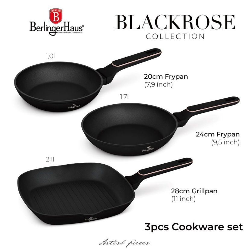 Sada 3 pánví Berlingerhaus Black Rose Collection BH-8361