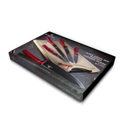 Sada kuchynských nožov s doskou na krájanie 6 dielna Berlingerhaus Metallic Line Burgundy BH-2552