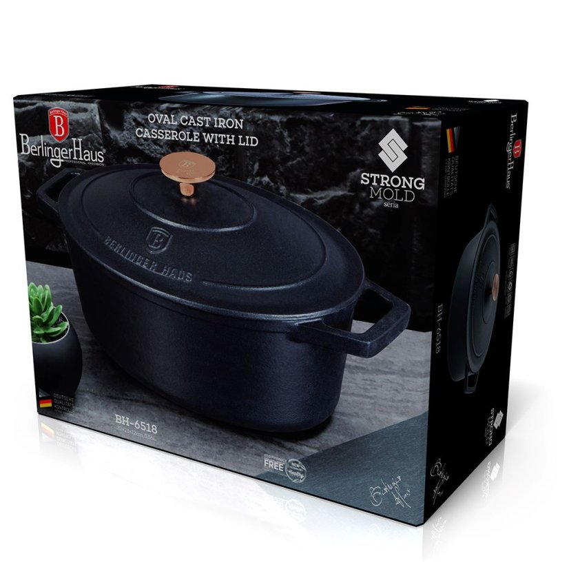 Ťažký liatinový oválny hrniec s vekom 5,56 L Berlingerhaus Strong Mold Seria BH-6518