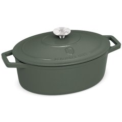 Ťažký liatinový oválny hrniec s vekom 4,65 L Berlingerhaus Matte Green Collection BH-6545