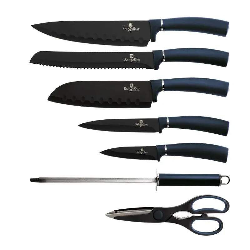 Sada kuchynských nožov v otočnom stojane 8 dielna Berlingerhaus Metallic Line Aquamarine Edition BH-2564