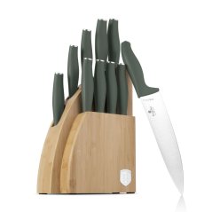 Sada kuchynských nožov s bambusovým stojanom 10 dielna Berlingerhaus Matte Green Collection BH-3123